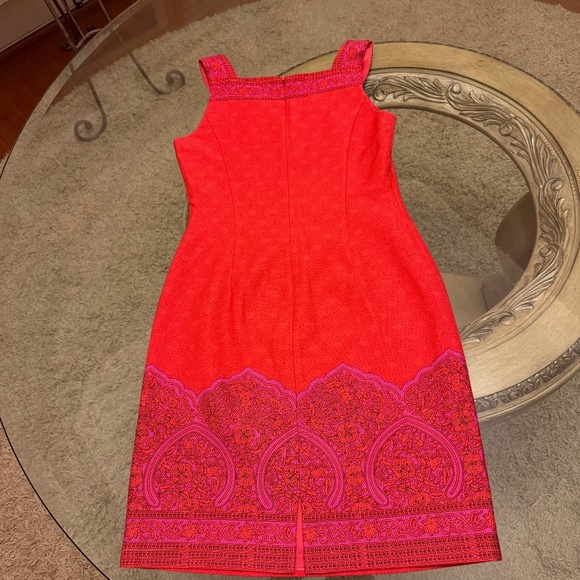 Kay Unger Dress Womens 8 Orange Sleeveless Sheath Embellished Textured Party - Picture 6 of 12